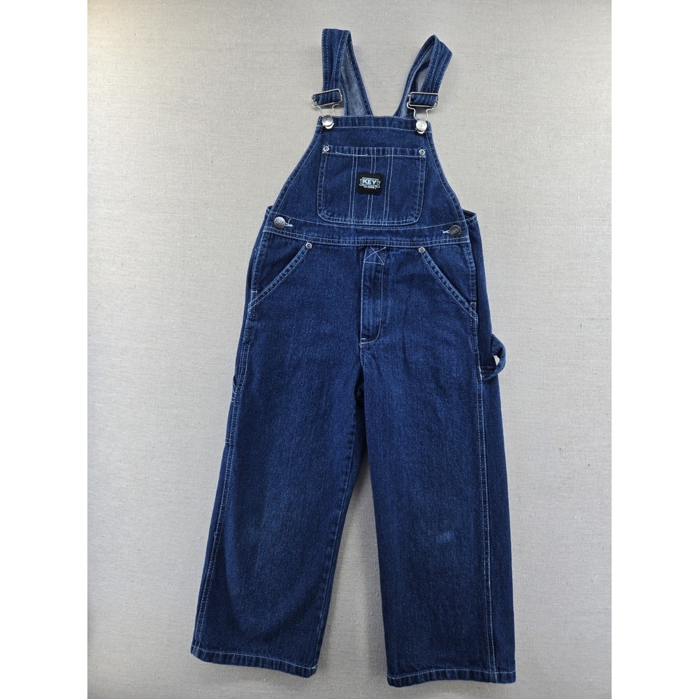 Key Denim Bib Overalls Kids Size 6 Dark Wash Cotton Carpenter Workwear